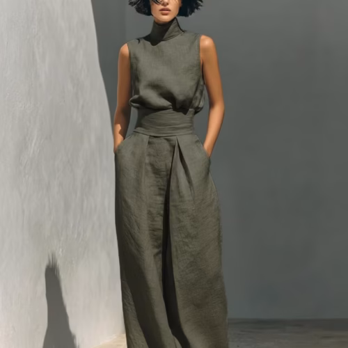 Handmade Cotton Linen Sleeveless - Image 3