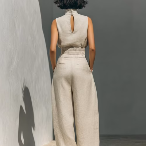 Handmade Cotton Linen Sleeveless - Image 5