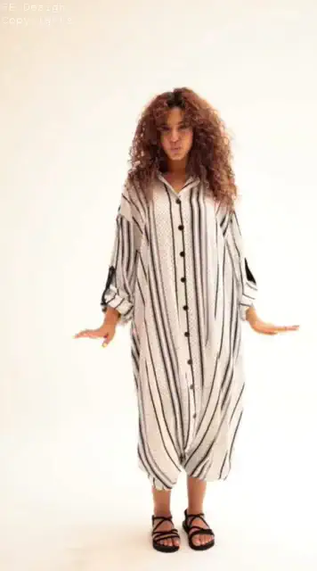 Black strip sleeves jumpsuit