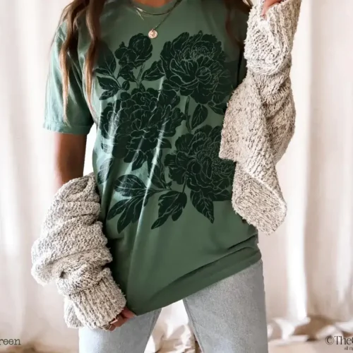 Vintage Linocut Flower Shirt - Image 3