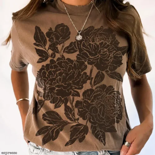 Vintage Linocut Flower Shirt - Image 4