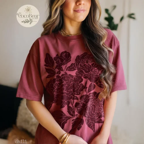 Vintage Linocut Flower Shirt